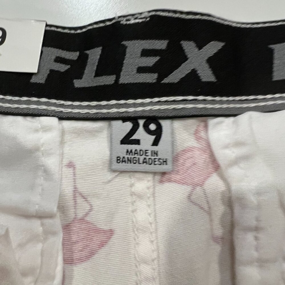 Plugg Stretch Flat Front Flamingo Shorts, NWT, White Pink, 29 - Picture 4 of 7